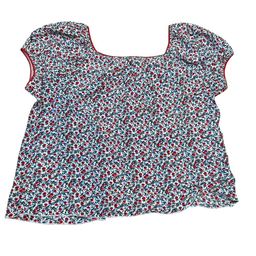 J. Crew Cap-sleeve top poppy crepe de chine size XS peasant square neck CI528 - Picture 5 of 10